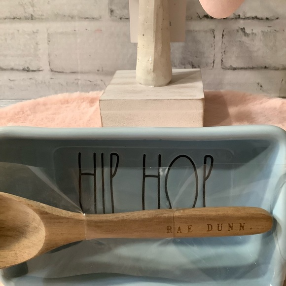Rae Dunn Ceramic Easter Hip Hop Mini Loaf Pan & Wooden Spoon - Picture 3 of 6